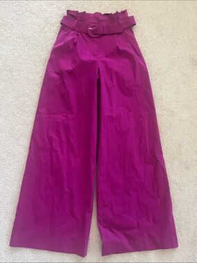Express Wide Leg Belted Pants in Berry Pink
